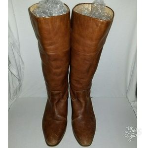 ZARA Tan Leather Riding Boots